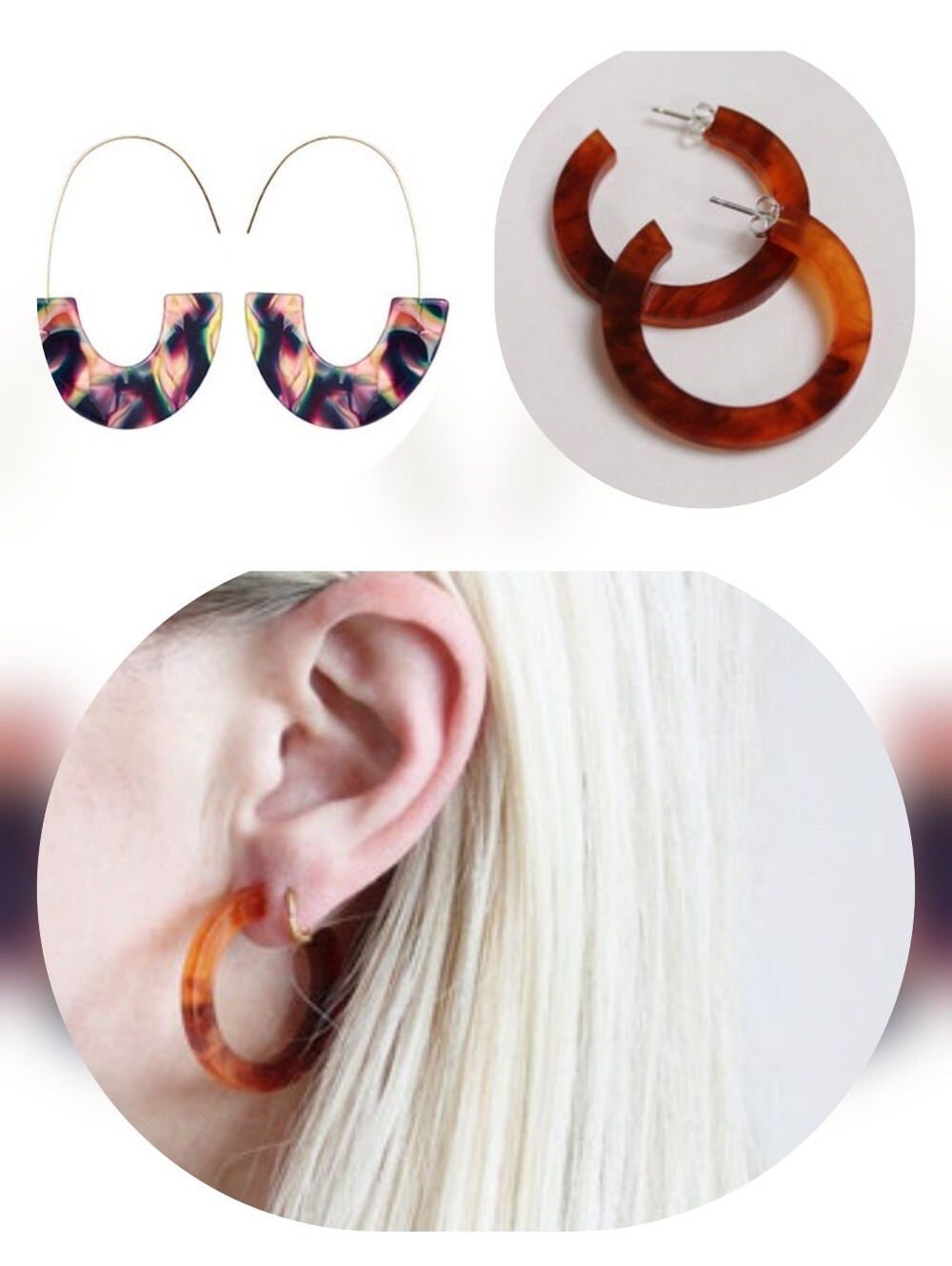 🎨 Bundle Of Tortoiseshell Hoop Earrings Set - Brown & Multicolor Acrylic Hoops
